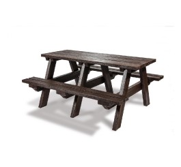 Table pique-nique en plastique recyclé 8 Places en Brun ou Noir 200 cm