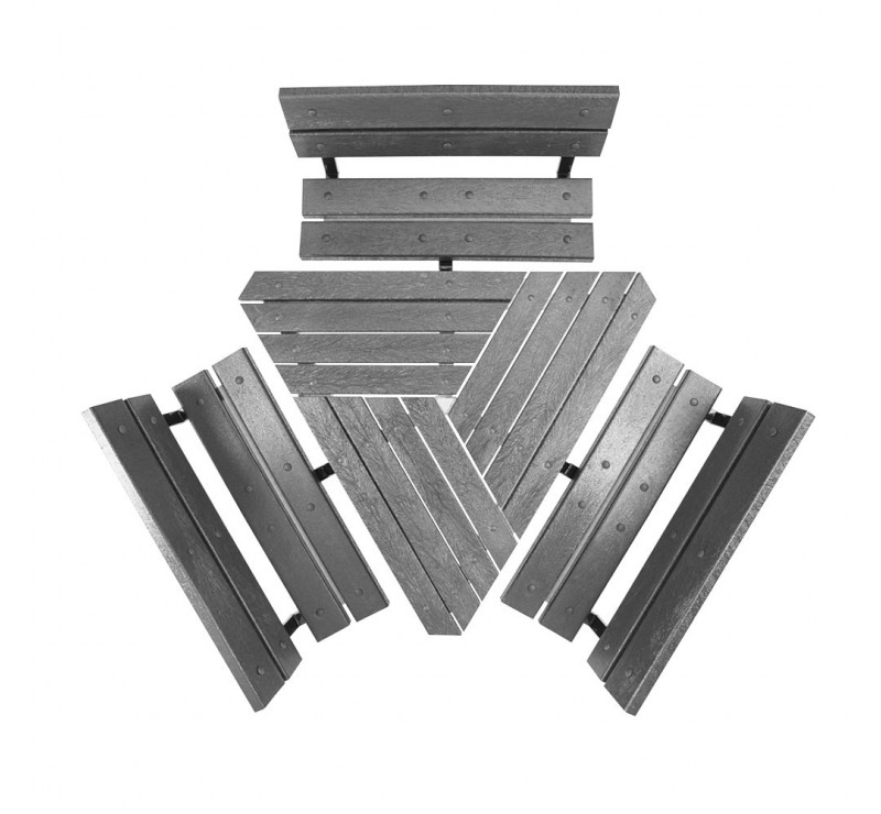 Table pique-nique en plastique recyclé et en acier en forme triangulaire 6 places