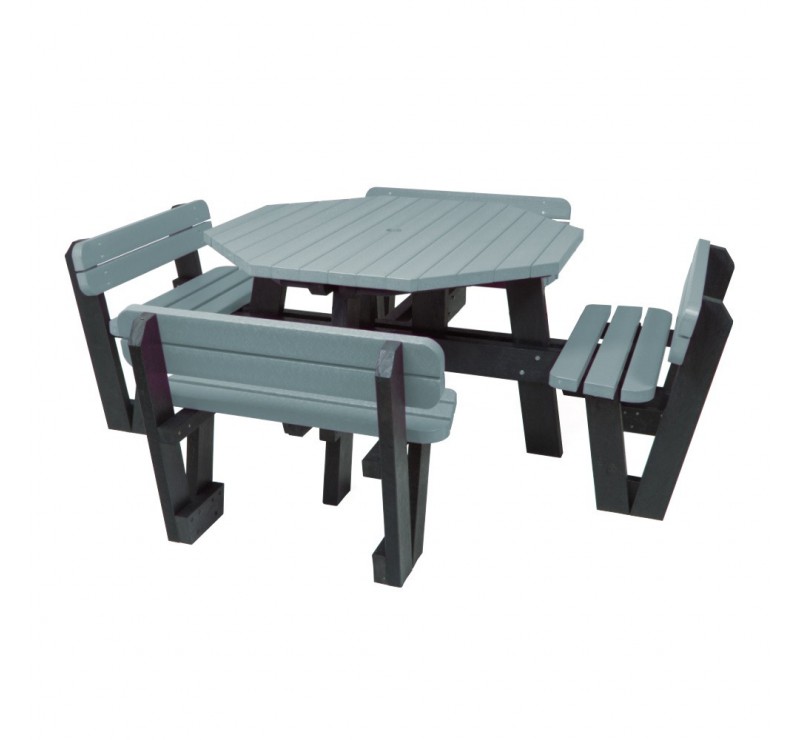 Table de pique-nique octogonale en plastique recyclé multicolore Table de pique-nique octogonale en plastique recyclé multicolore
