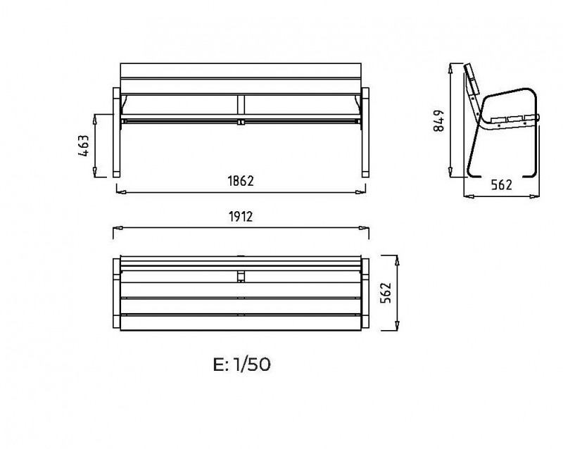 Banc public  lames  Eco composites couleur bois