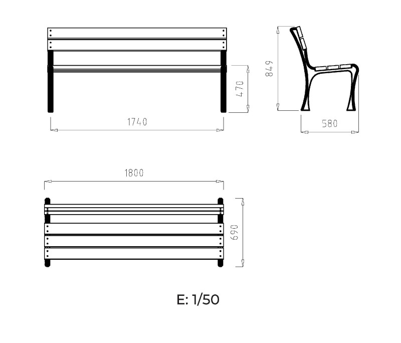 Banc public en Eco composites couleur vert