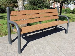 Banc public piétement acier galvanisé et eco composite couleur bois 1.95 m