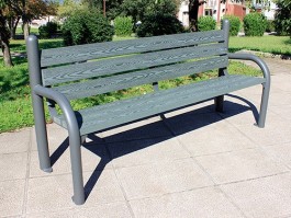 Banc public piétement acier galvanisé et eco composite couleur bois 1.95 m