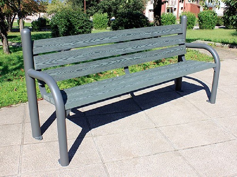 Banc public piétement acier galvanisé et eco composite couleur bois 1.95 m