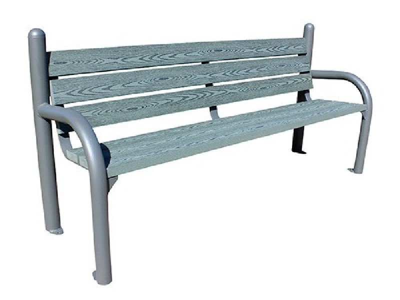 Banc public piétement acier galvanisé et eco composite couleur bois 1.95 m