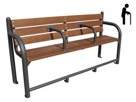 Banc public piétement acier galvanisé et bois tropical 3 places gamme senior