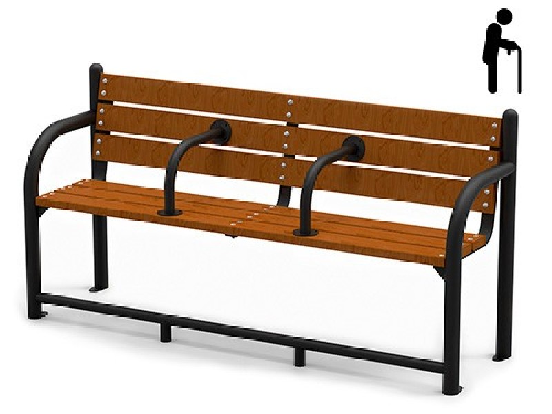 Banc public piétement acier galvanisé et bois tropical 3 places gamme senior