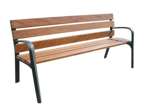 Banc public Martinia piétement fonte et lames bois tropical 1.80 m
