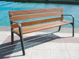 Banc public Martinia piétement fonte et lames bois tropical 1.80 m