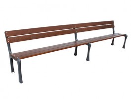 Banc public sans accoudoirs en bois tropical 3.60m