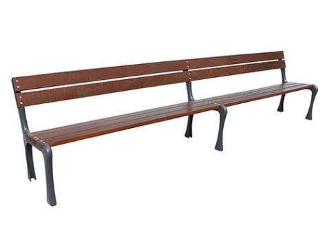 Banc public sans accoudoirs en bois tropical 3.60m