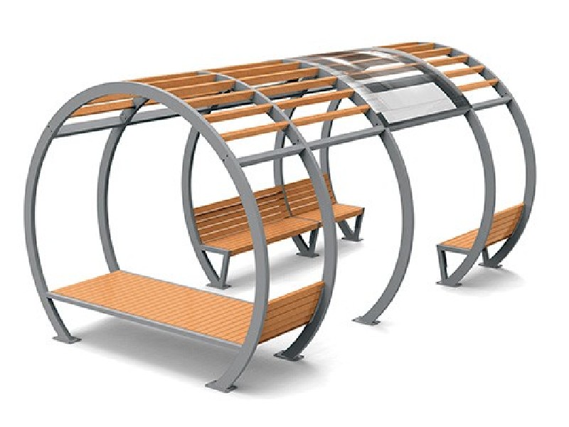 Banc public sans accoudoirs en bois tropical 3.60m