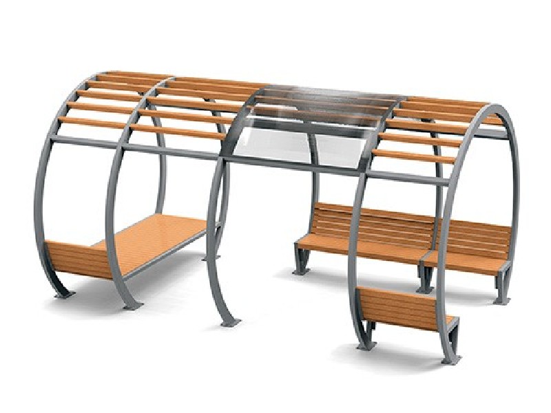 Banc public sans accoudoirs en bois tropical 3.60m