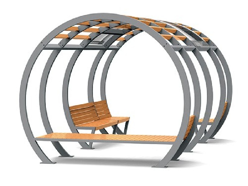 Banc public sans accoudoirs en bois tropical 3.60m