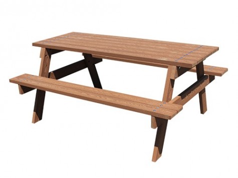 Table pique-nique éco-composite couleur bois - 6 places
