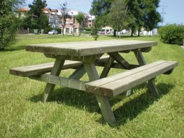 Table pique-nique en bois traité - 6 places