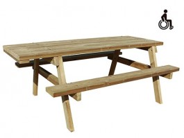 Table pique-nique en bois traité - PMR - 7 places