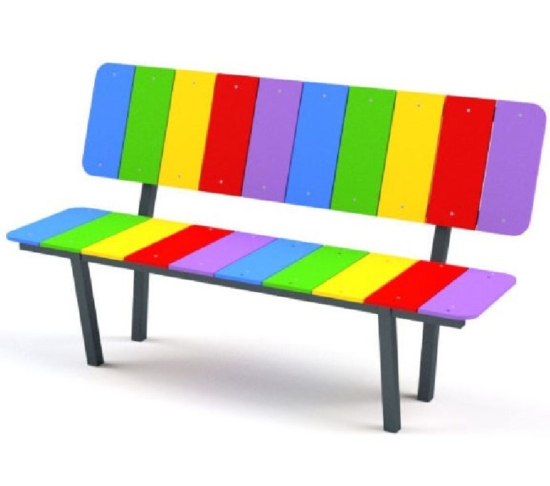 BANC EN MÉTAL AVEC DOSSIER MULTICOLORE BANC EN MÉTAL AVEC DOSSIER MULTICOLORE