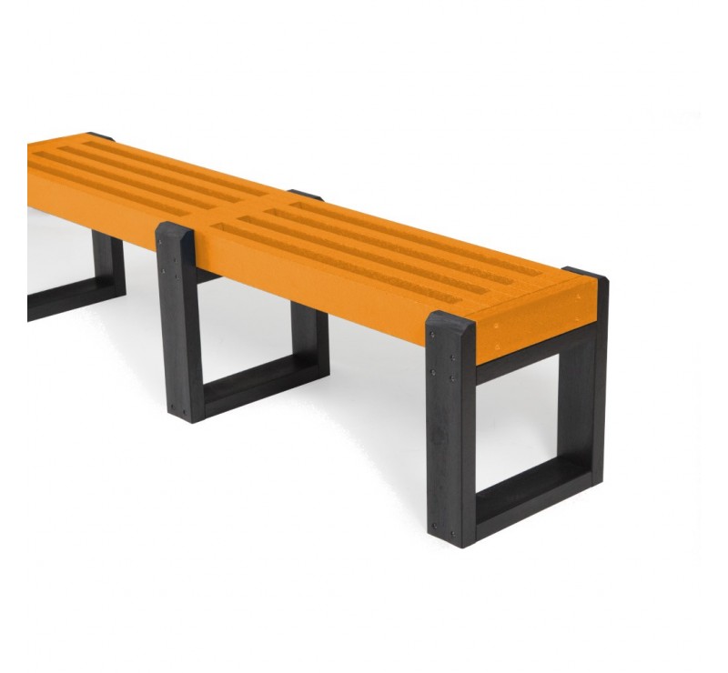 Lot de 3 bancs orange modulable en plastique recyclé 1.80 m