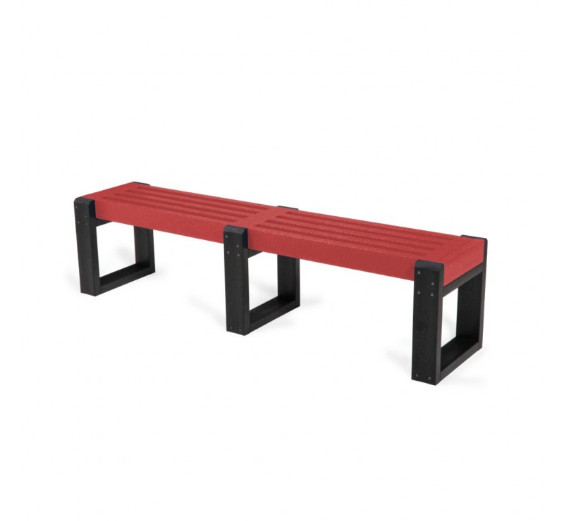 Lot de 3 bancs rouge modulable en plastique recyclé 1.80 m