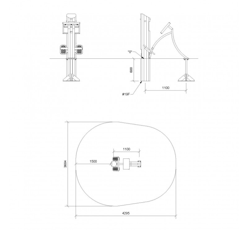 Appareil de musculation pour le dos en acier et bois de robinier
