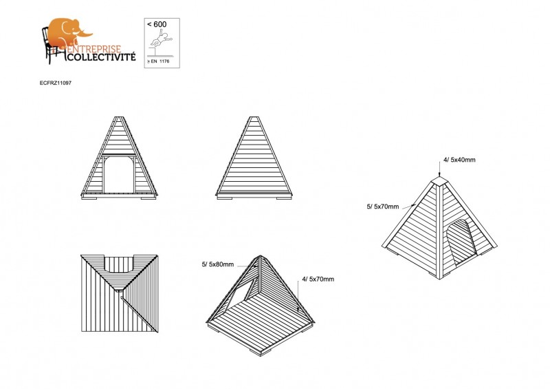 Cabane Tipi en Bois Haut de Gamme pour Enfants