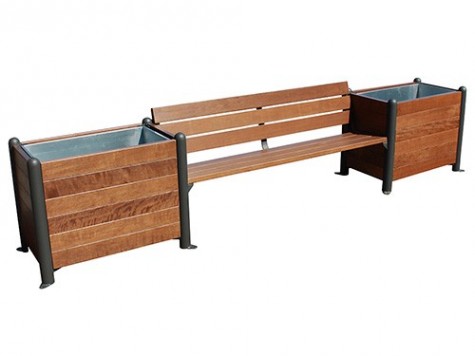 Banc Urbain Éco-Design avec Jardinières Tropicales Intégrées