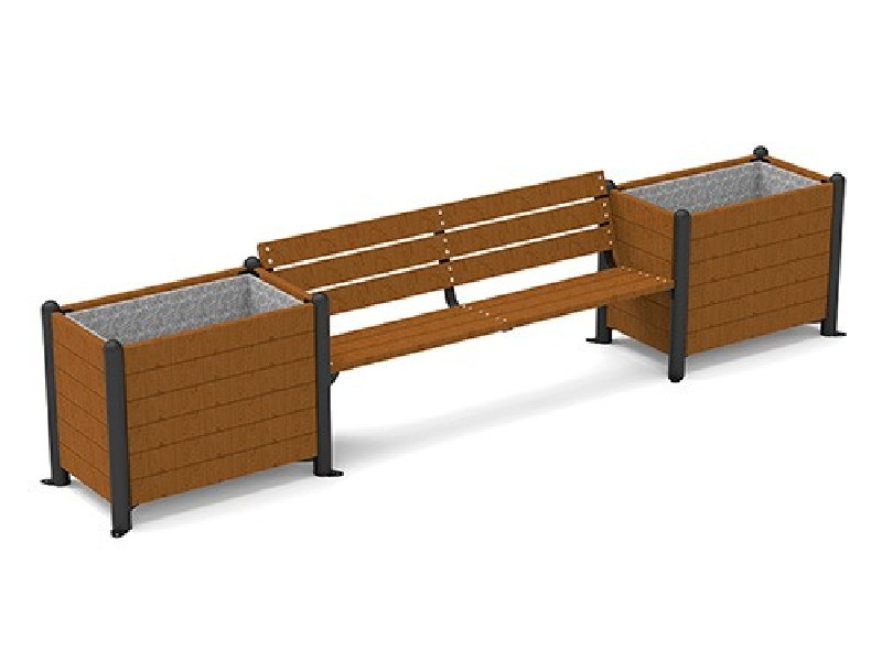 Banc Urbain Éco-Design avec Jardinières Tropicales Intégrées
