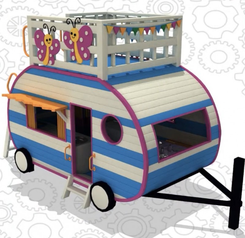 Caravane structure de jeu extérieur pour enfants 