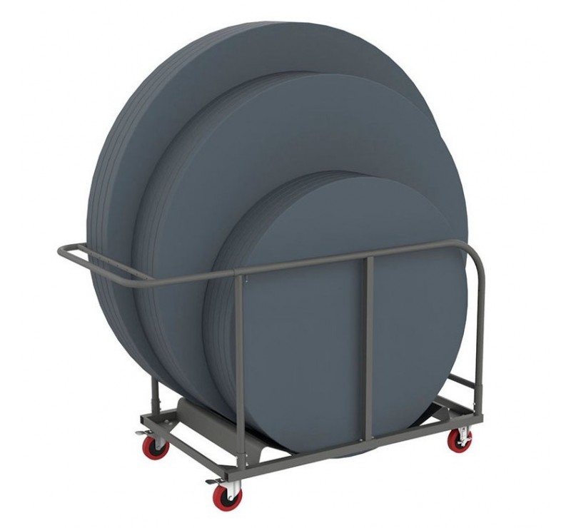 Chariot luxe pour tables pliantes rondes gamme bleuté, ou taupe Chariot luxe pour tables pliantes rondes gamme bleuté, ou taupe