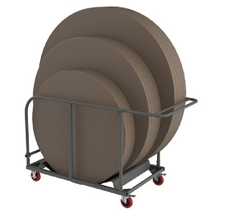 Chariot luxe pour tables pliantes rondes gamme bleuté, ou taupe Chariot luxe pour tables pliantes rondes gamme bleuté, ou taupe