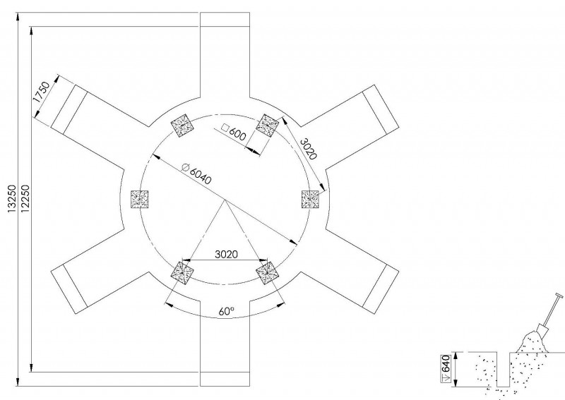 Plan technique Grande balançoire hexagonale pour ados