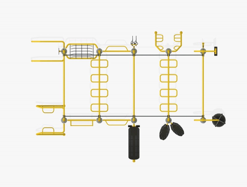 Parc sportif extérieur avec sac de frappe