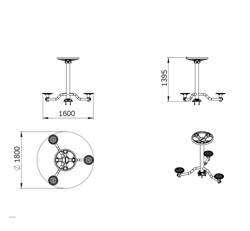 Structure de fitness en forme d'étoile pour exercice rotatif