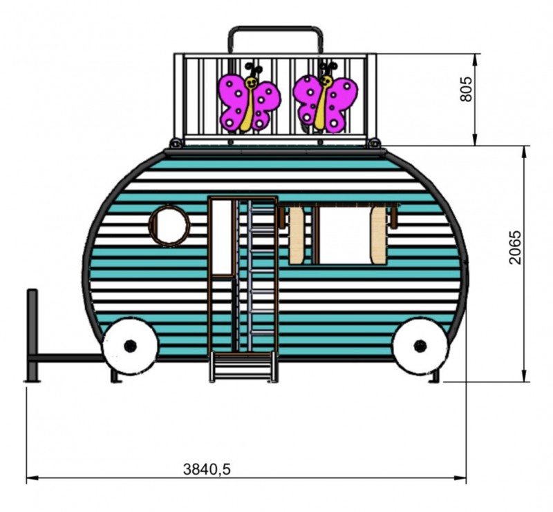 Caravane structure de jeu extérieur pour enfants 