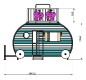 Caravane structure de jeu extérieur pour enfants 