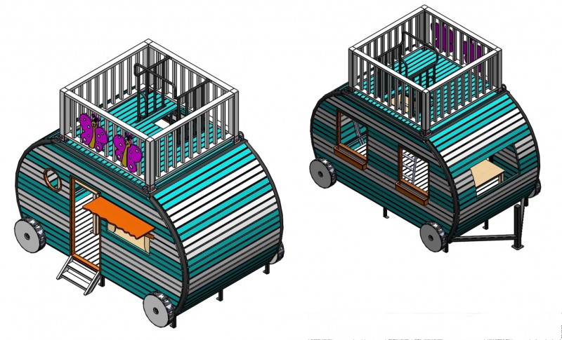 Caravane structure de jeu extérieur pour enfants 