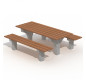 Table moderne avec pied en béton et bois tropical