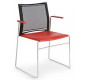 Chaise High Design avec dossier résille et avec accoudoirs ROUGE