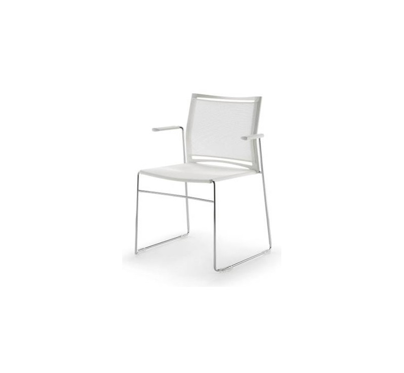 Chaise High Design avec dossier résille et avec accoudoirs ROUGE