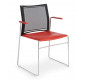 Chaise High Design avec dossier résille et avec accoudoirs ROUGE