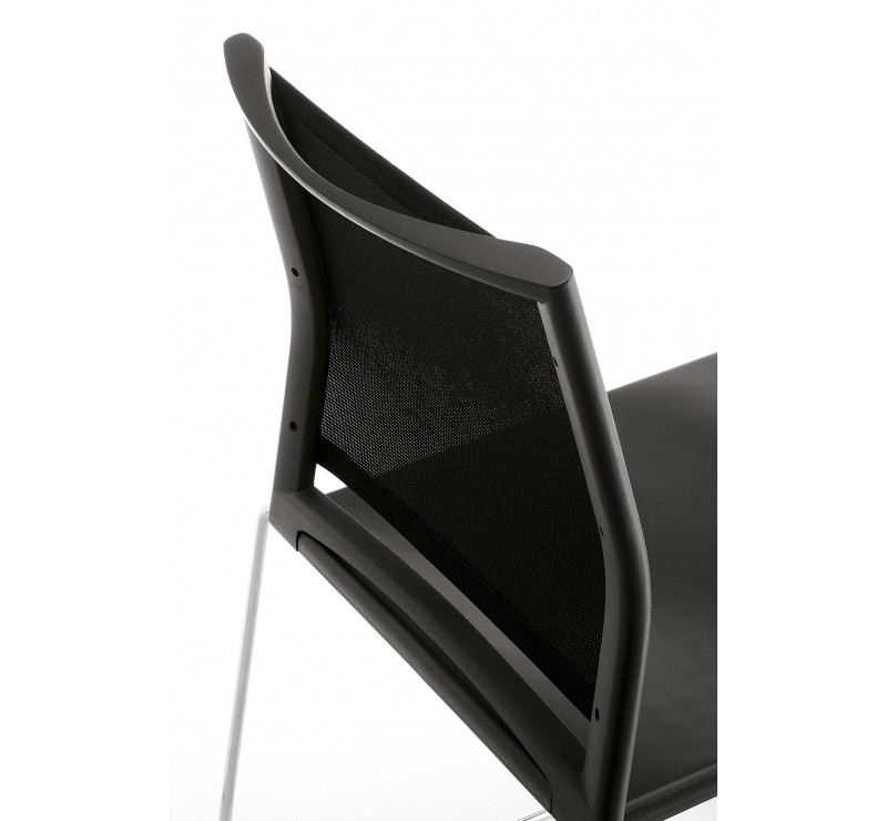 Chaise High Design avec dossier résille et avec accoudoirs ROUGE