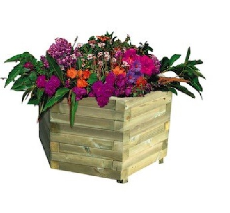 Jardinière bois hexagonale