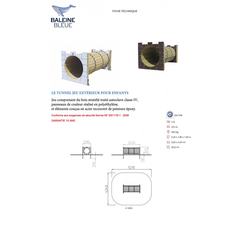 Le tunnel jeu extérieur pour enfants