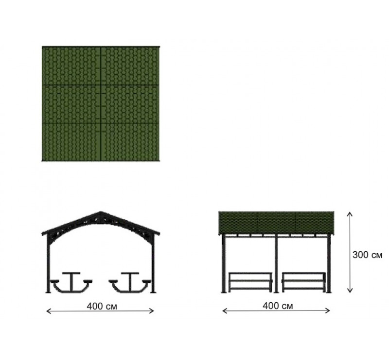 Préau avec tables pique-nique