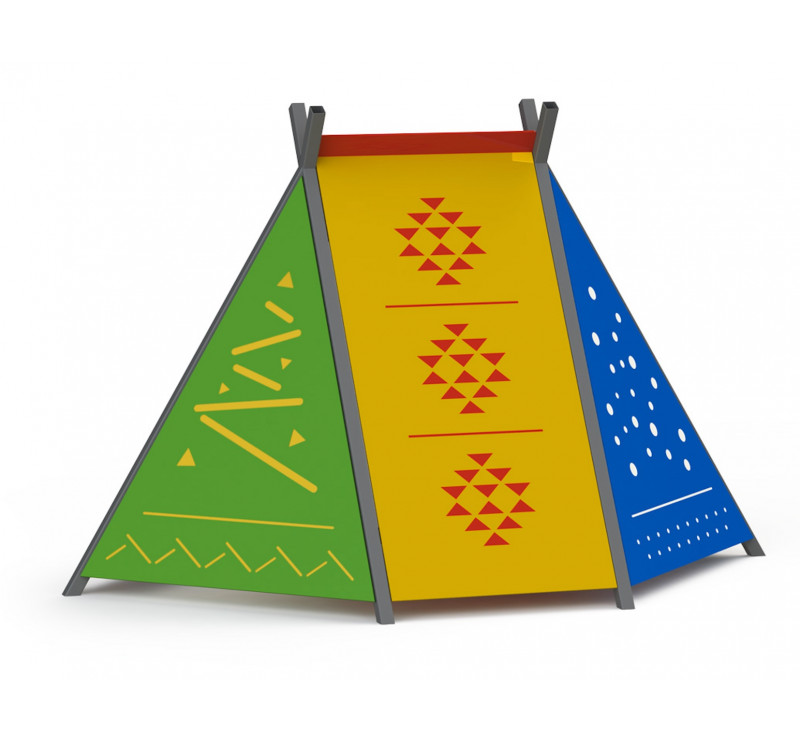 Grande cabane tipi avec table et banquettes