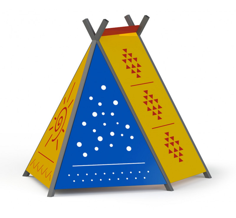 Grande cabane tipi avec table et banquettes