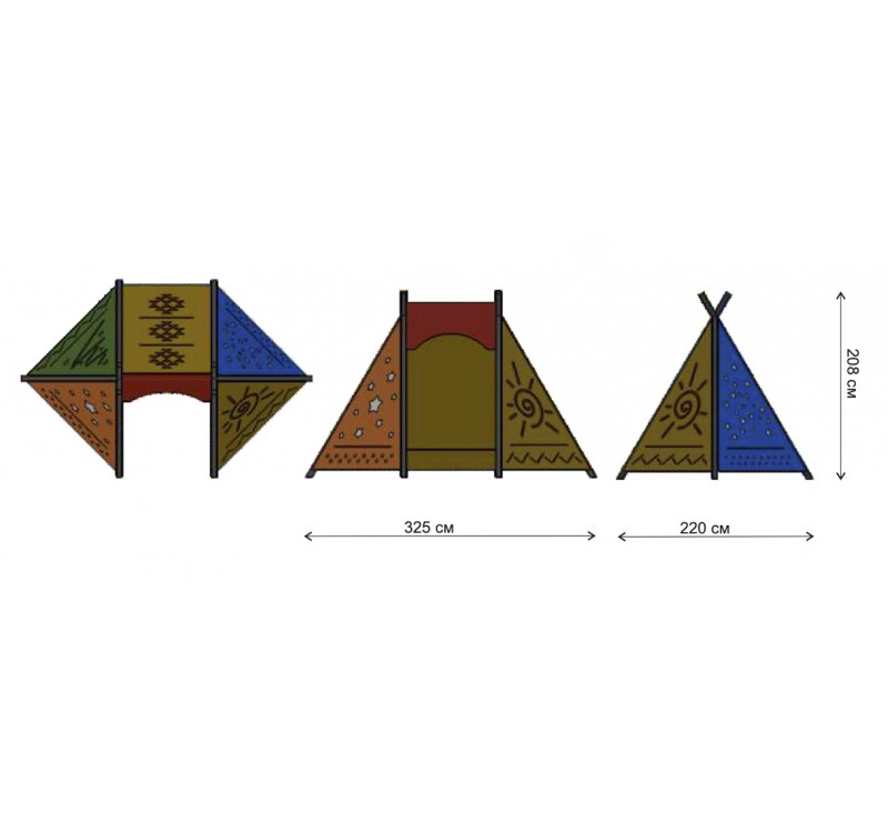 Grande cabane tipi avec table et banquettes
