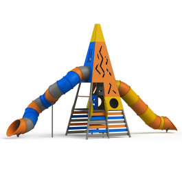 La pyramide du roi soleil| Aire de jeux à doubles toboggans tubulaires