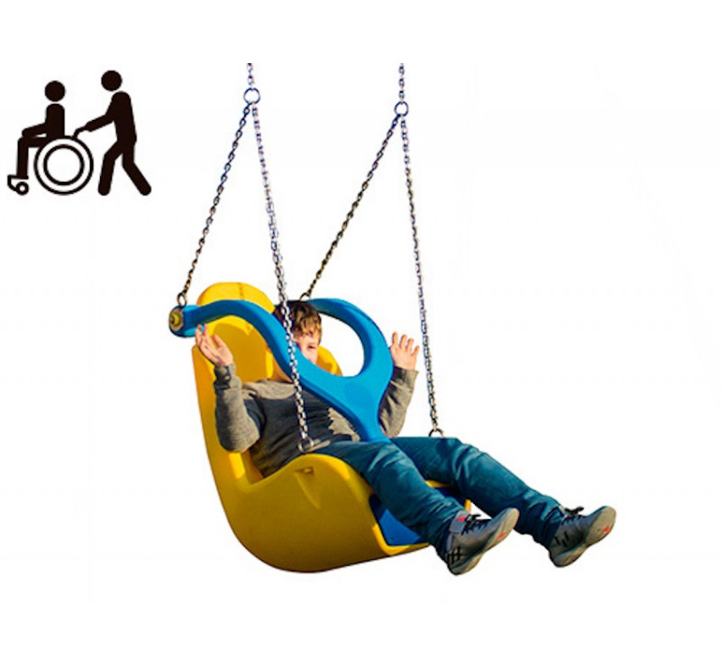 Portique balançoire 1 nacelle PMR pour tous les âges + 1 nacelle bébé